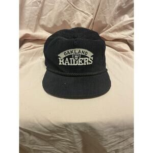 Vintage 1990s Oakland Raiders Corduroy Snapback Hat AmaPro Black Clean Reshaped
